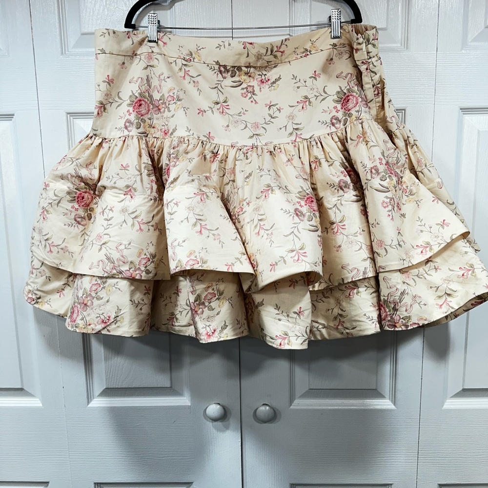 Selkie Floral Ruffle Mini Skirt